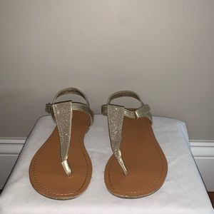 Girls Gold Glittery Sandals